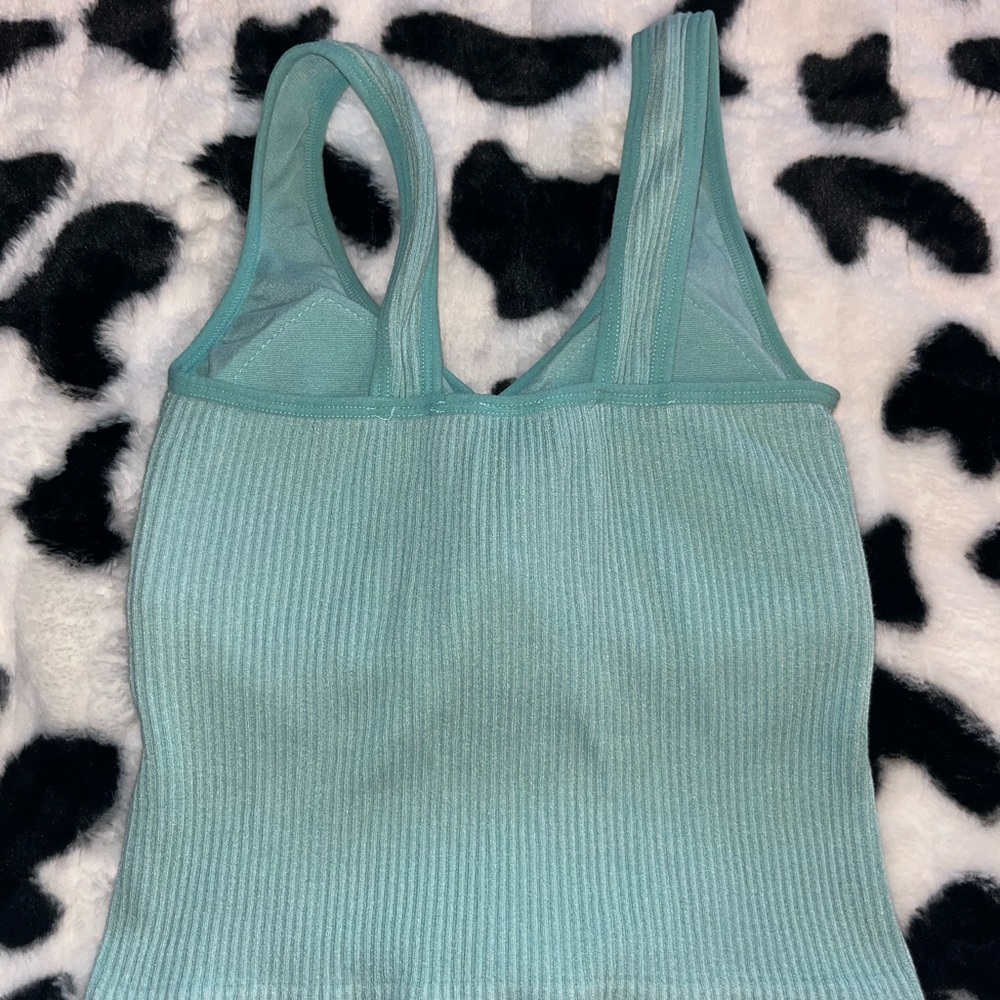 Altar'd State Green Ribbed Crop Tank Top - Picture 2 of 5